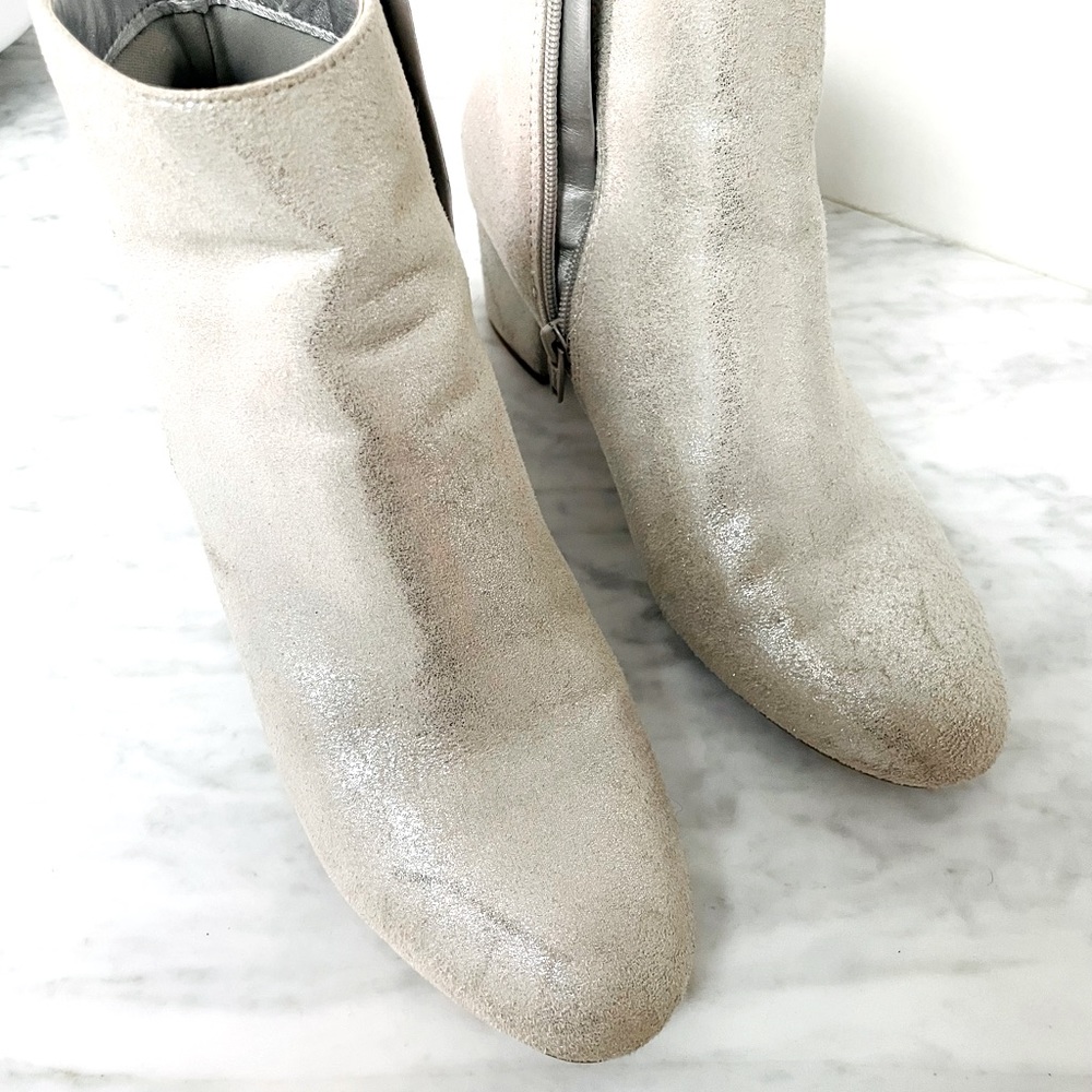 Metallic silver side zip round toe bootie. A New Day by Target. Size 8.5